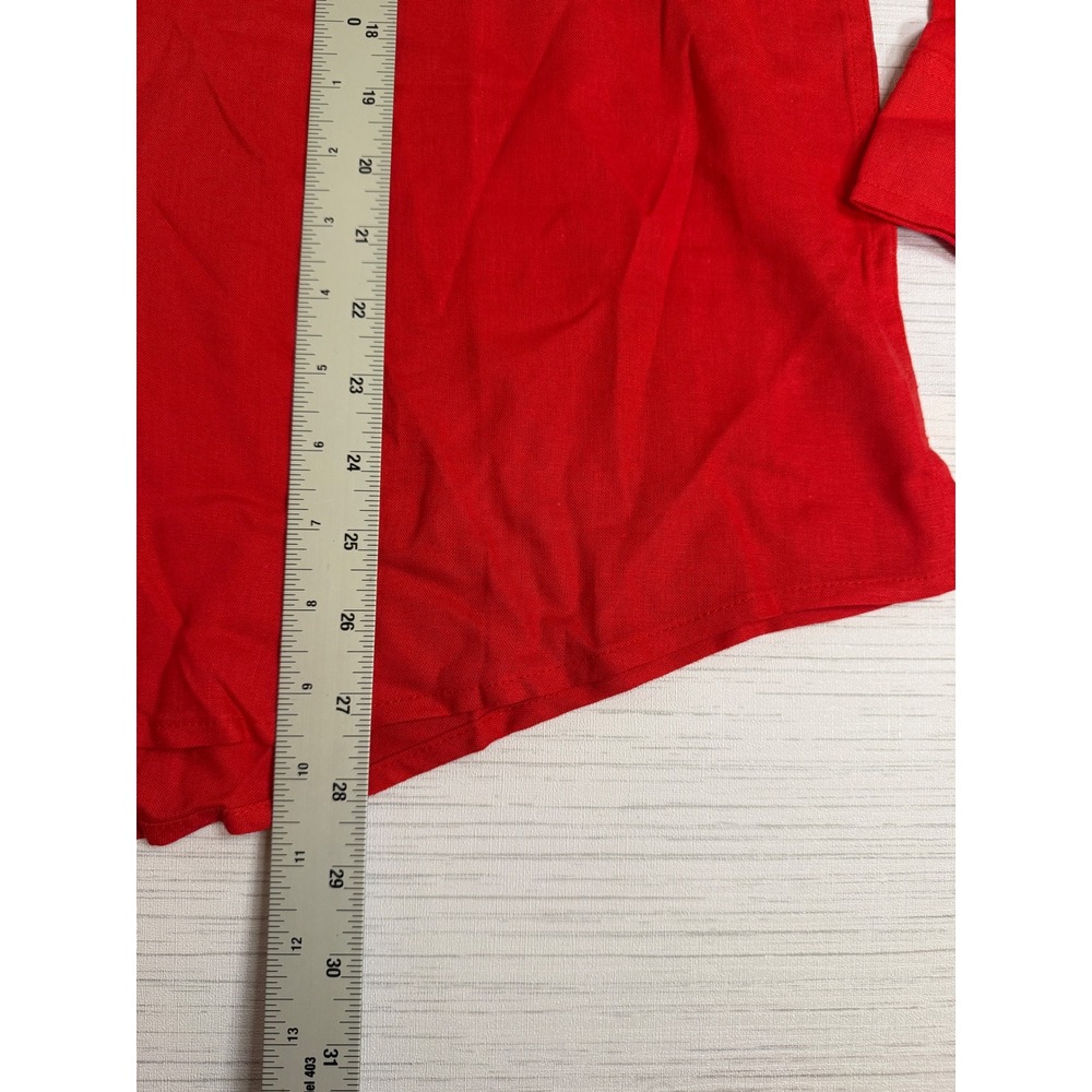 Gap Womens Large Linen Button Down Shirt Red Long Sleeve Top GP012715 NWT New - Picture 5 of 6